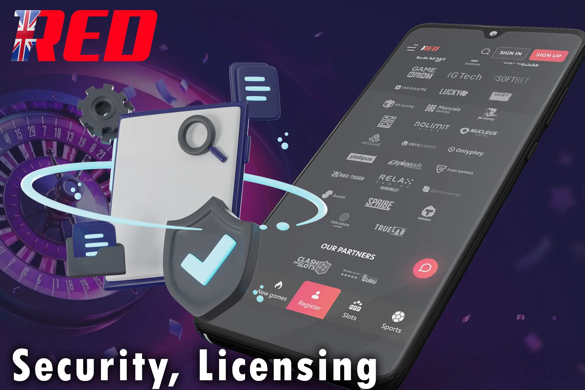 The Casino security system includes encryption to protect your data.