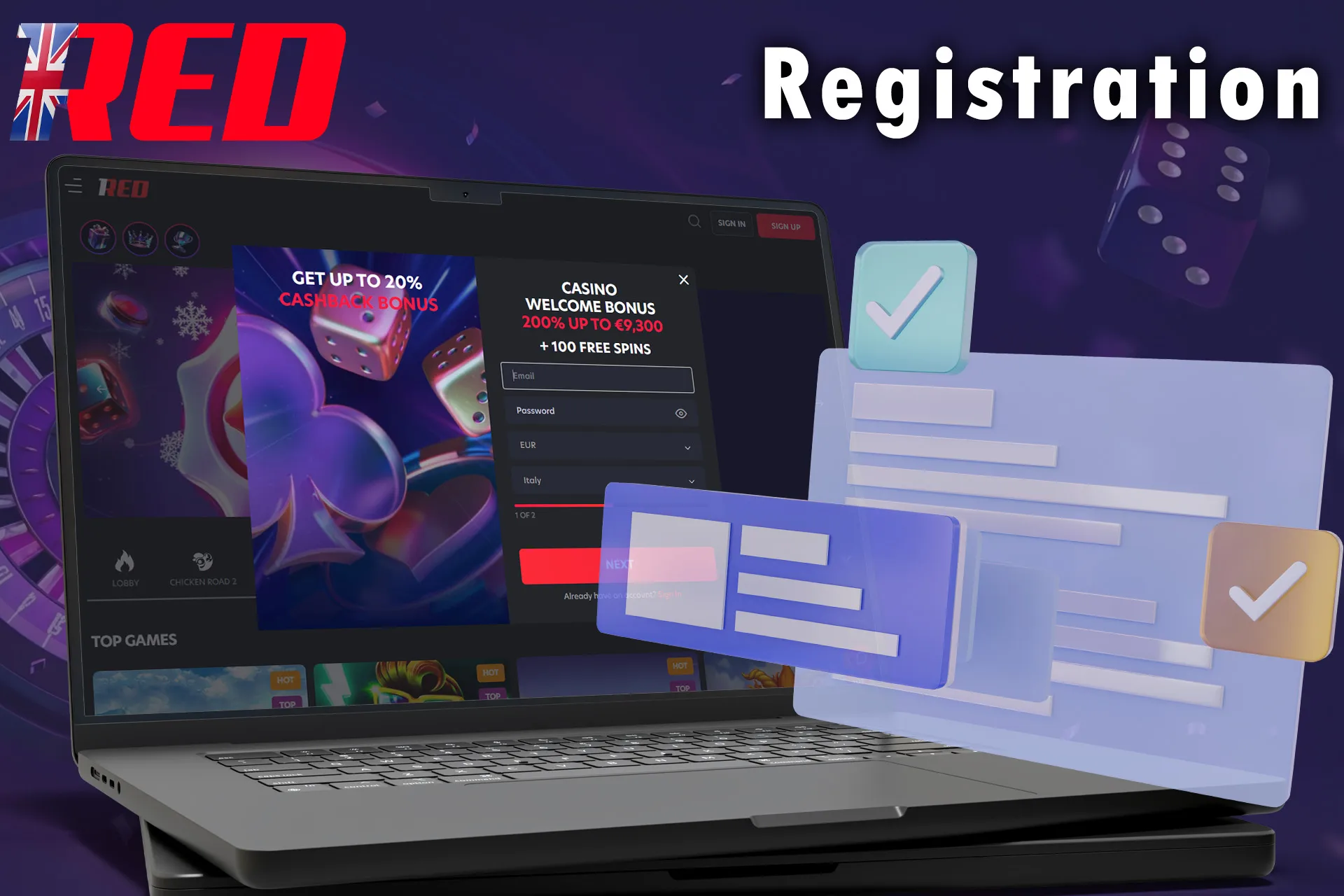 Simple registration steps