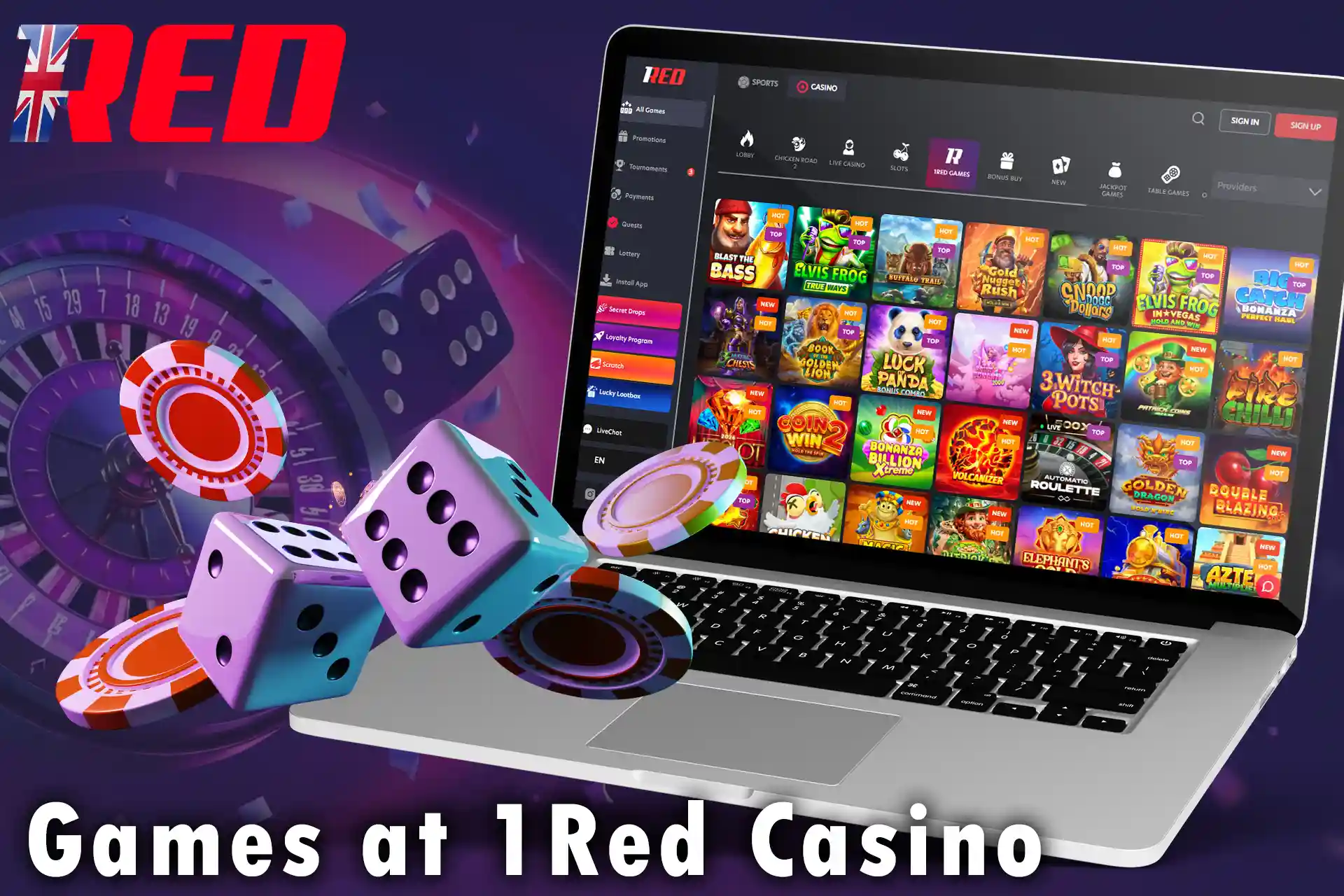 The platform includes a variety of games